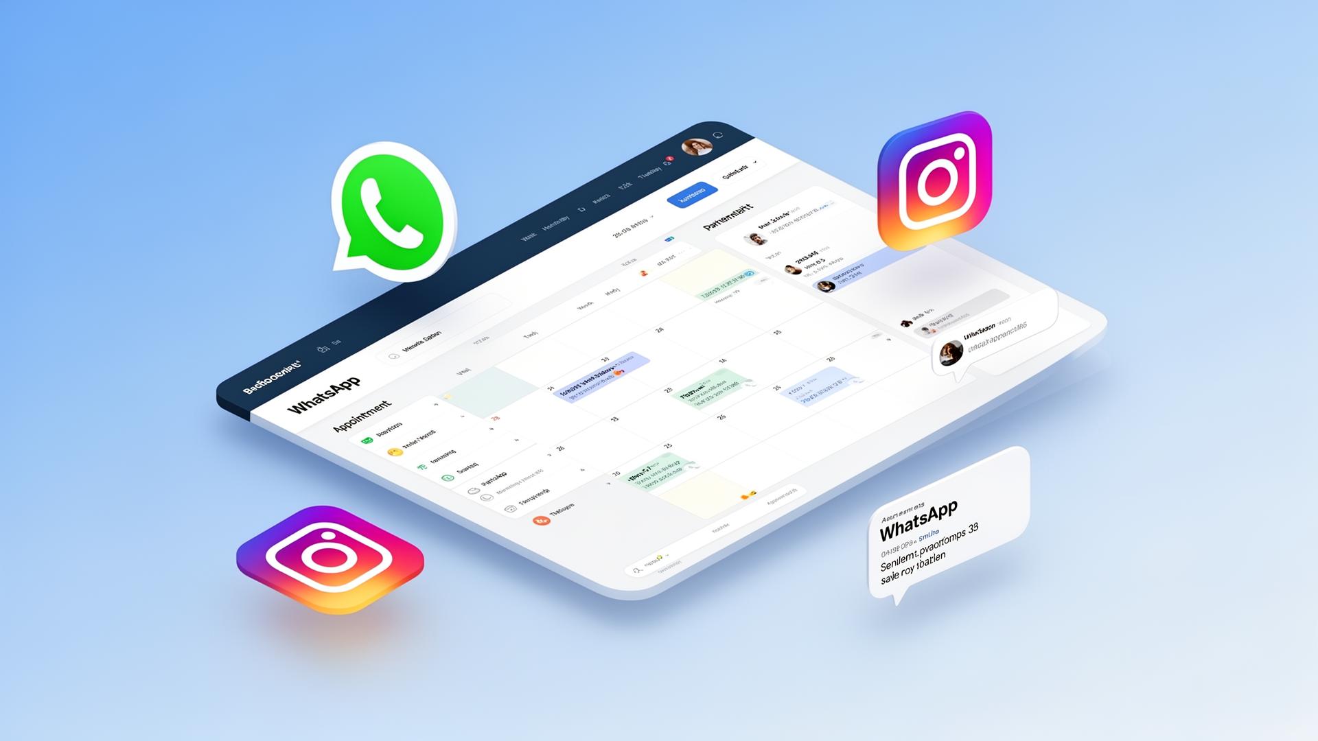 Tableau de bord Rendeo avec calendrier et messages WhatsApp et Instagram
